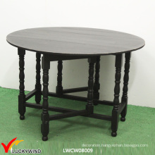 Multi Function Black Wood Round Folding Dining Table